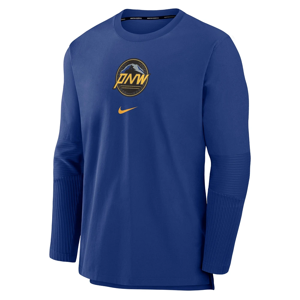 Veste à enfiler Nike Royal Seattle Mariners Authentic Collection City Connect Player Tri-Blend Performance pour homme