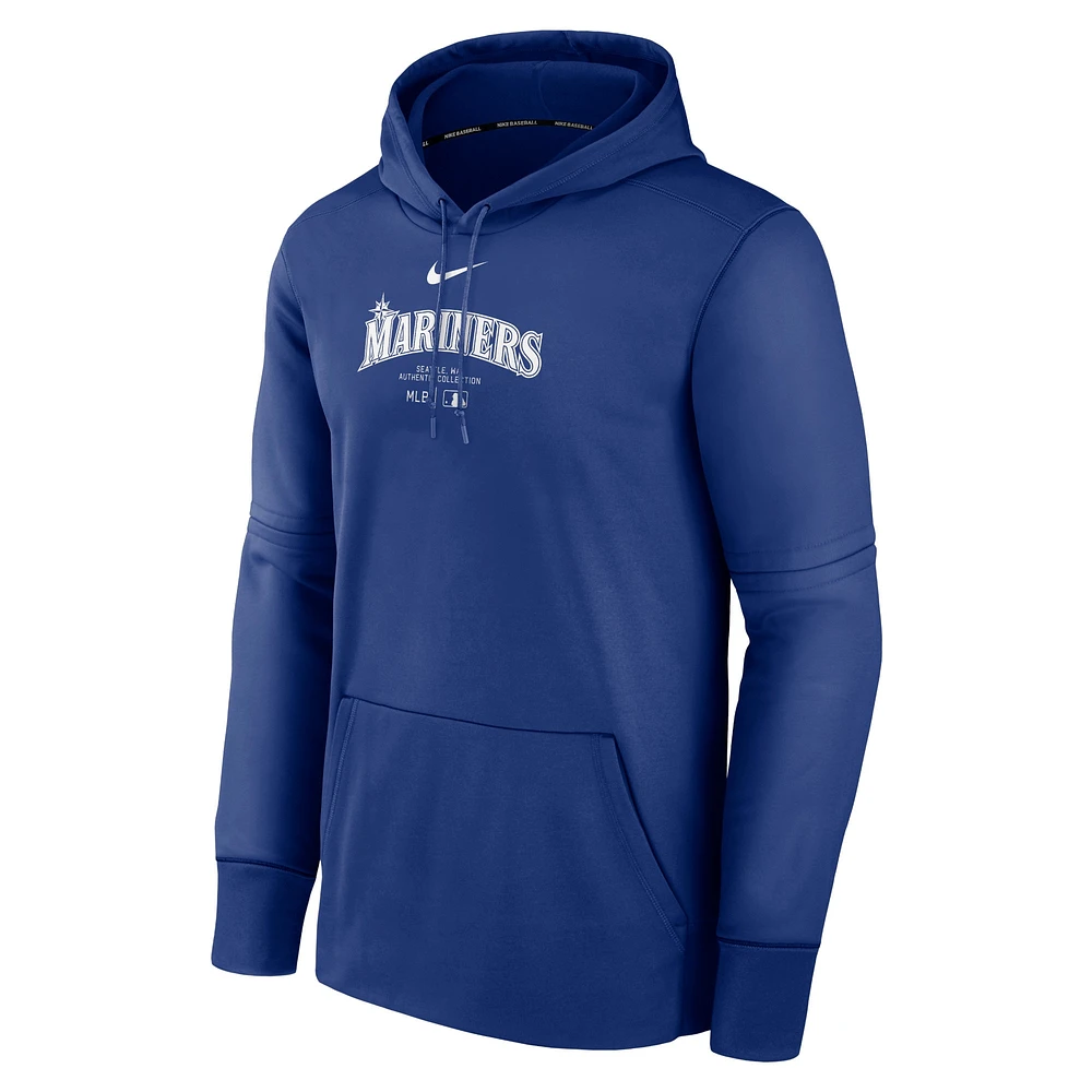 Men's Nike Royal Seattle Mariners Authentic Collection Practice Performance Pullover Hoodie