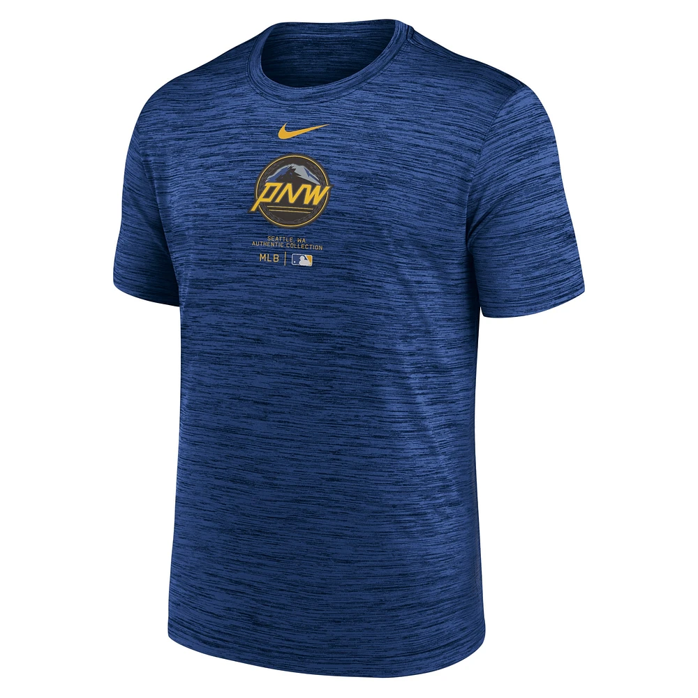 T-shirt Nike Royal Seattle Mariners City Connect Authentic Collection Practice Velocity Performance pour homme