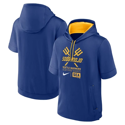 Sweat à capuche manches courtes Nike Royal Seattle Mariners City Connect Color Block pour homme