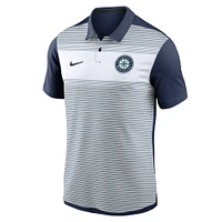Men's Nike White/Navy Seattle Mariners Vapor Striped Performance Polo