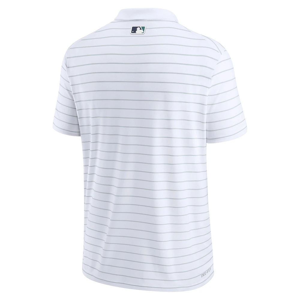 Polo Nike Seattle Mariners Authentic Collection Victory Performance rayé pour homme - Blanc