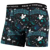 Paire de voleurs pour homme Noir/Aqua Seattle Mariners Super Fit Lot 2 boxers