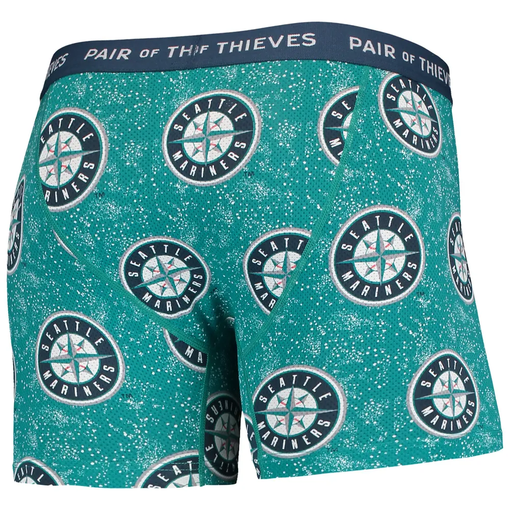 Paire de voleurs pour homme Noir/Aqua Seattle Mariners Super Fit Lot 2 boxers