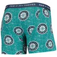 Paire de voleurs pour homme Noir/Aqua Seattle Mariners Super Fit Lot 2 boxers