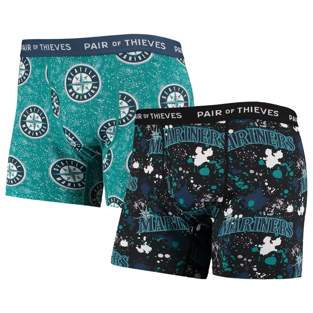 Paire de voleurs pour homme Noir/Aqua Seattle Mariners Super Fit Lot 2 boxers