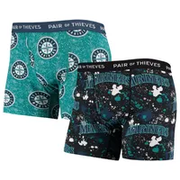 Paire de voleurs pour homme Noir/Aqua Seattle Mariners Super Fit Lot 2 boxers