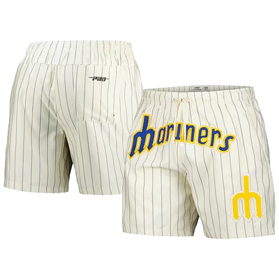 Men's Pro Standard Cream Seattle Mariners Pinstripe Retro Classic Woven Shorts