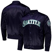 Men's Pro Standard Navy Seattle Mariners Wordmark Satin Full-Snap Jacket