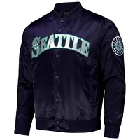 Men's Pro Standard Navy Seattle Mariners Wordmark Satin Full-Snap Jacket