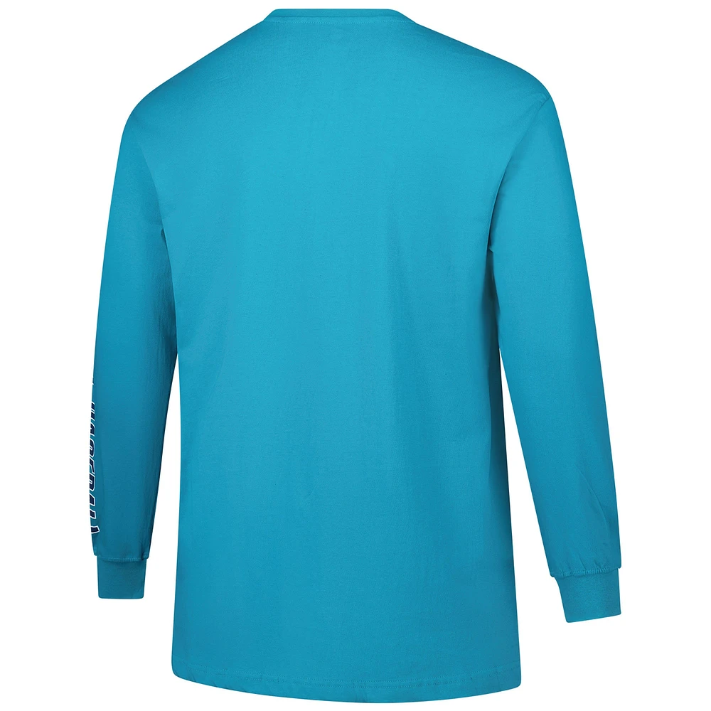 Men's Profile Aqua Seattle Mariners Big & Tall Two-Hit Long Sleeve T-Shirt