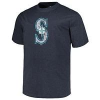 T-shirt pour hommes Profile Heather Navy Seattle Mariners Big & Tall avec logo vieilli