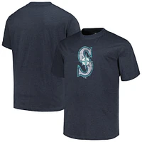 T-shirt pour hommes Profile Heather Navy Seattle Mariners Big & Tall avec logo vieilli