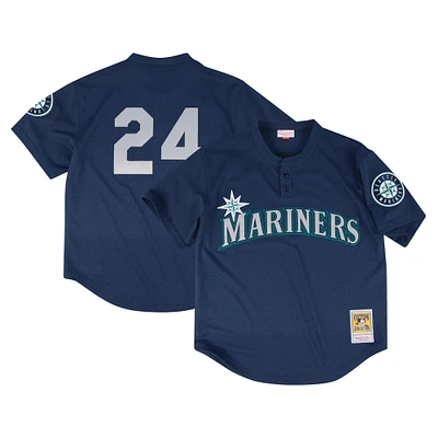 Maillot d'entraînement au bâton en maille pour hommes, profil bleu marine, Seattle Mariners, Big & Tall, collection Cooperstown