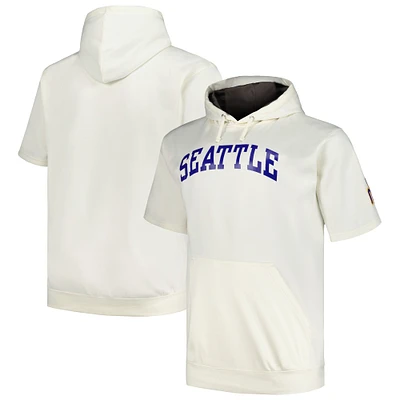 Sweat à capuche manches courtes contrastées Profile Oatmeal Seattle Mariners Big & Tall pour homme