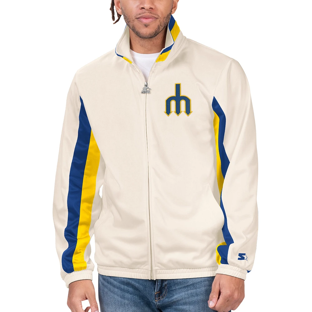 Men's Starter Cream Seattle Mariners Rebound Cooperstown Collection Full-Zip Track Jacket