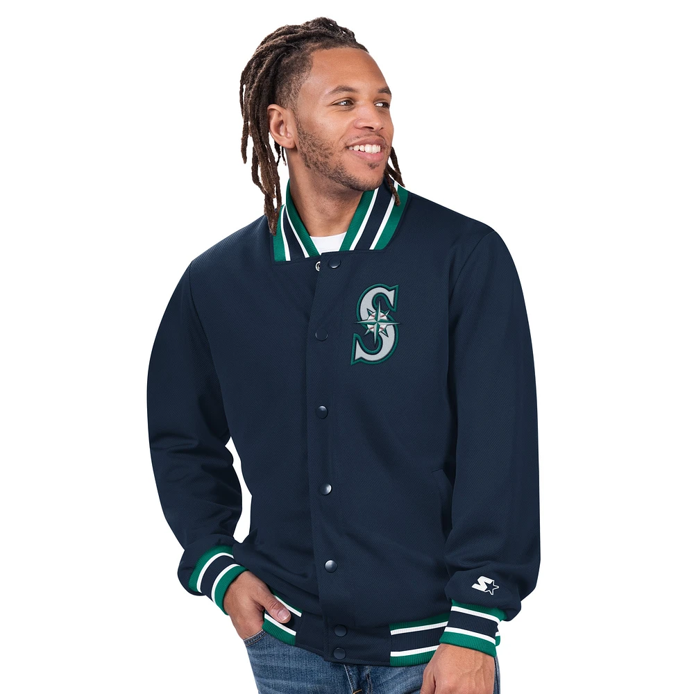 Men's Starter  Navy Seattle Mariners Varsity Full-Snap Jacket