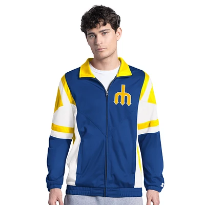Veste de survêtement entièrement zippée en tricot Contender des Mariners Seattle pour homme Starter Royal/Gold