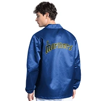 Veste d'entraîneur à boutons-pression pour homme Starter Royal Seattle Mariners Cooperstown Collection Point Man