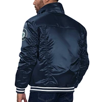 Men's Starter x Levi's Navy Seattle Mariners Silver Tab Satin Full-Snap Trucker Jacket