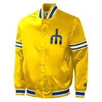 Veste universitaire en satin à boutons-pression pour hommes Seattle Mariners Slider jaune Starter