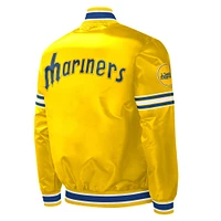 Veste universitaire en satin à boutons-pression pour hommes Seattle Mariners Slider jaune Starter