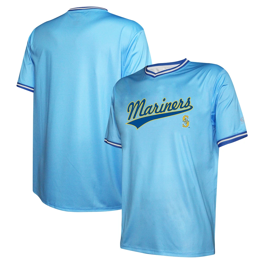 Maillot d'équipe Stitches bleu clair des Seattle Mariners de la collection Cooperstown pour hommes