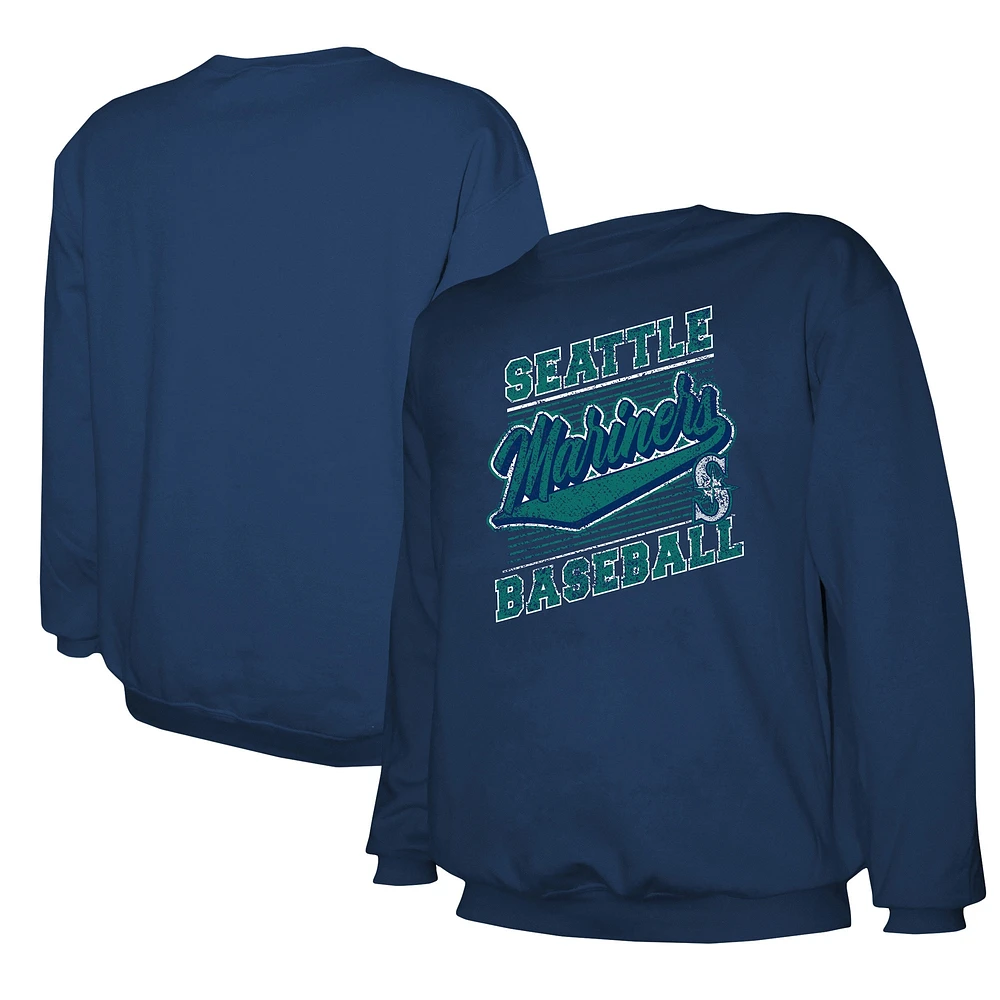 Men's Stitches Navy Seattle Mariners Lightweight Crew Sweatshirt