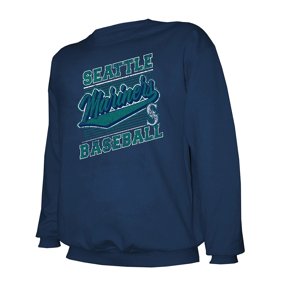 Men's Stitches Navy Seattle Mariners Lightweight Crew Sweatshirt