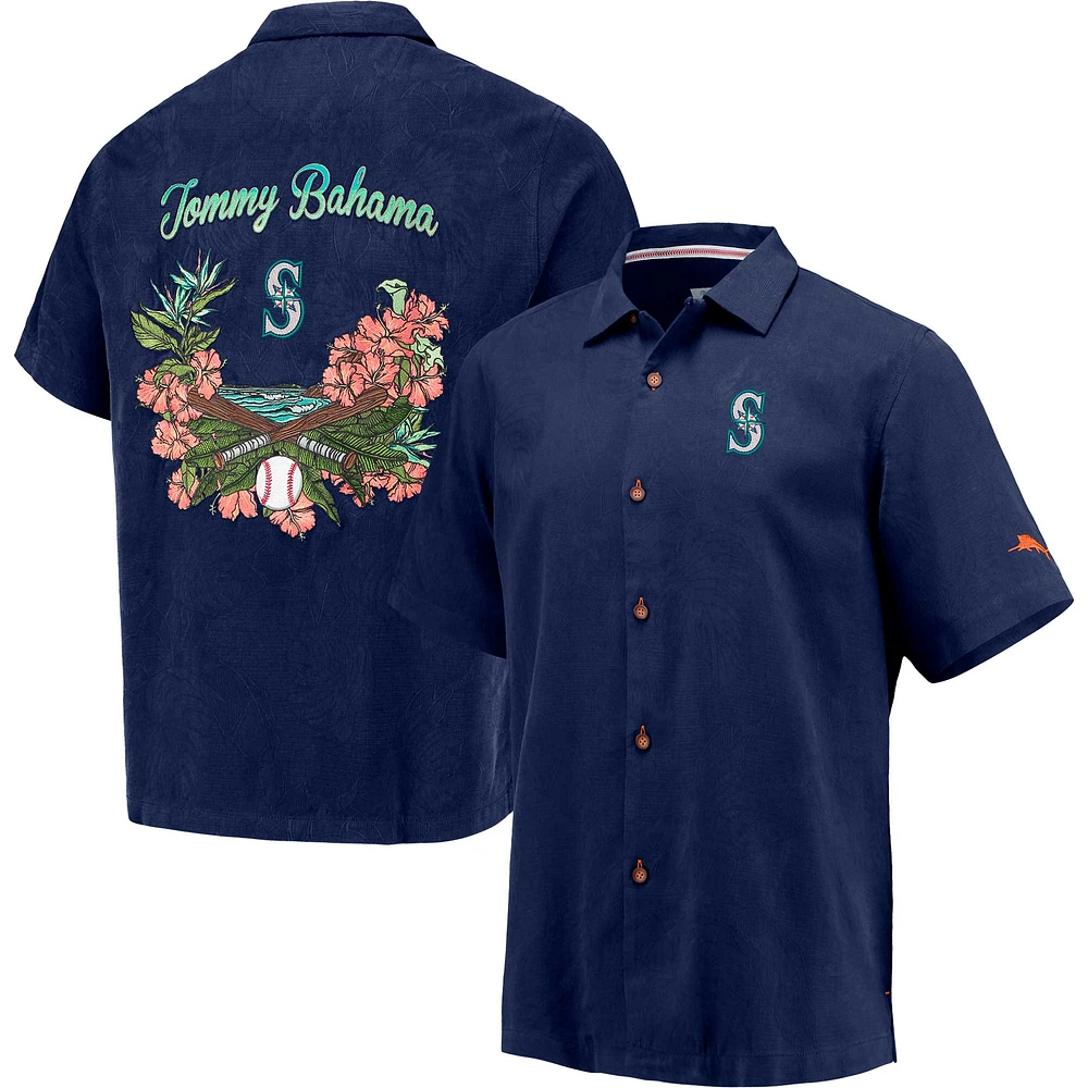 Chemise boutonnée Tommy Bahama Navy Seattle Mariners Baseball Bay pour homme