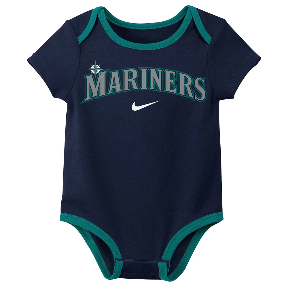 Newborn & Infant Nike Seattle Mariners Three-Pack Bodysuit Set