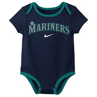 Newborn & Infant Nike Seattle Mariners Three-Pack Bodysuit Set