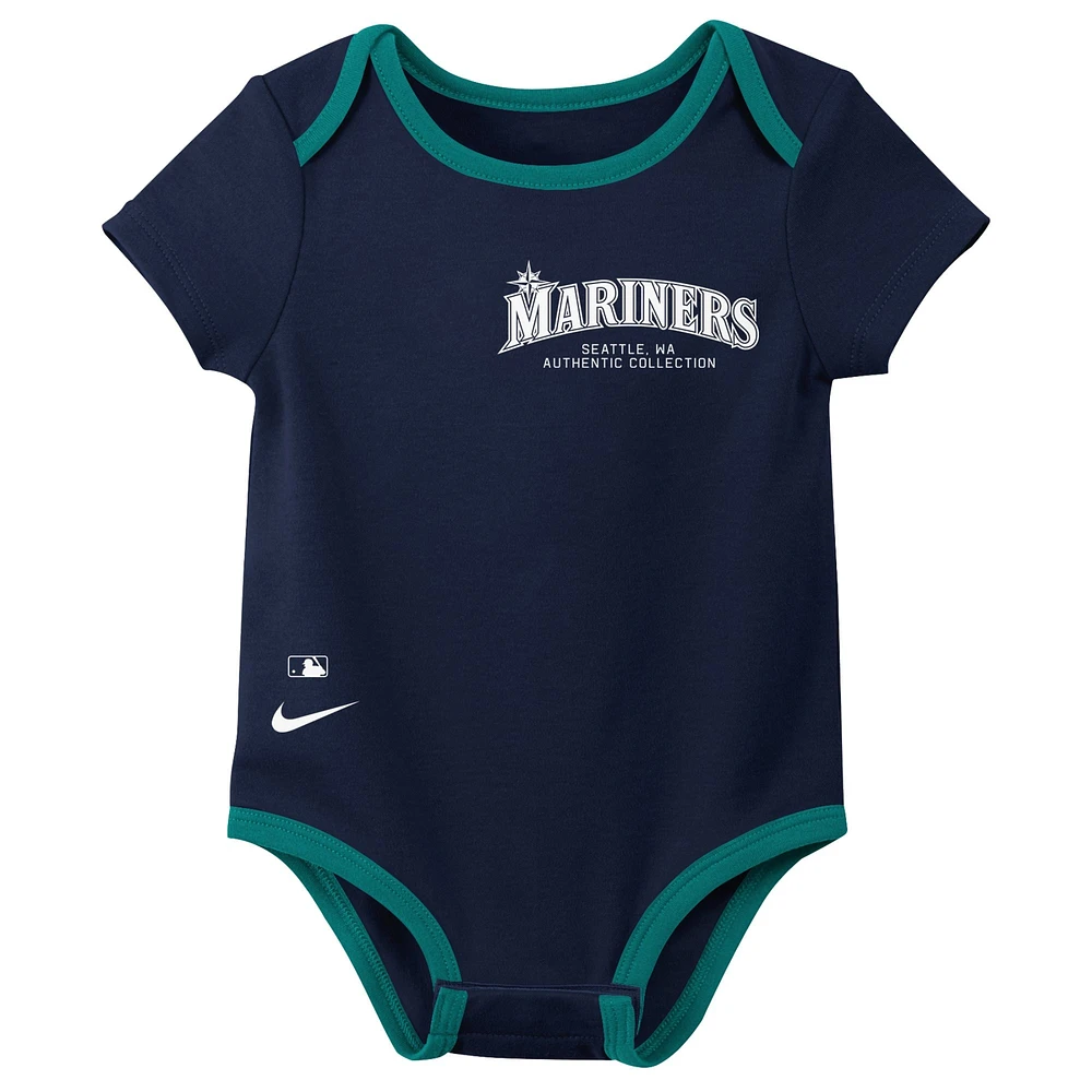 Newborn & Infant Nike Seattle Mariners Three-Pack Bodysuit Set