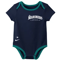 Ensemble de trois bodys Nike Seattle Mariners pour nouveau-nés et nourrissons