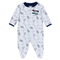 Newborn & Infant WEAR by Erin Andrews White Seattle Mariners Sleep Play Full-Zip Footed Jumper with Bib