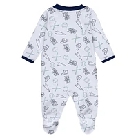 Newborn & Infant WEAR by Erin Andrews White Seattle Mariners Sleep Play Full-Zip Footed Jumper with Bib