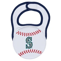 Newborn & Infant WEAR by Erin Andrews White Seattle Mariners Sleep Play Full-Zip Footed Jumper with Bib