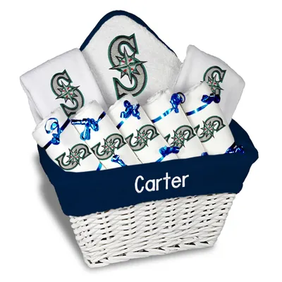 Seattle Mariners Newborn & Infant Personalized Large Gift Basket - White