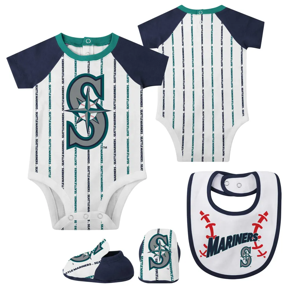 Seattle Mariners Newborn & Infant Little Slugger Two-Pack Bodysuit Set -  White/Heather Gray