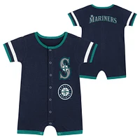 Newborn  Navy Seattle Mariners Double Hit Coveralls