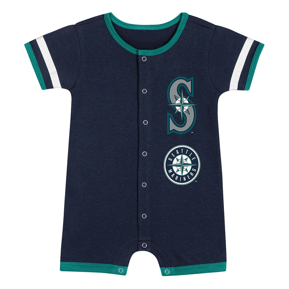 Newborn  Navy Seattle Mariners Double Hit Coveralls