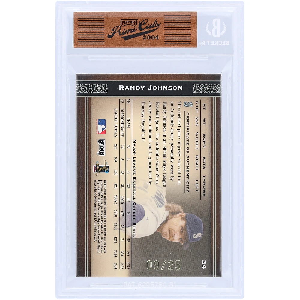 Randy Johnson Seattle Mariners 2004 Playoff Prime Cuts 2 Color Game Used Relic #34 #9/25 Card