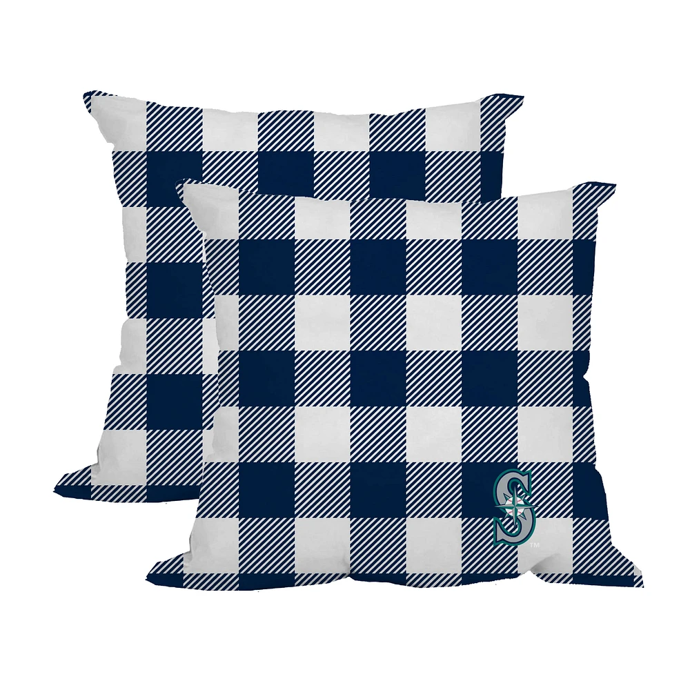 Seattle Mariners 2-Pack Buffalo Check Plaid Outdoor Pillow Set