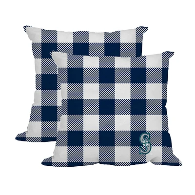 Seattle Mariners 2-Pack Buffalo Check Plaid Outdoor Pillow Set