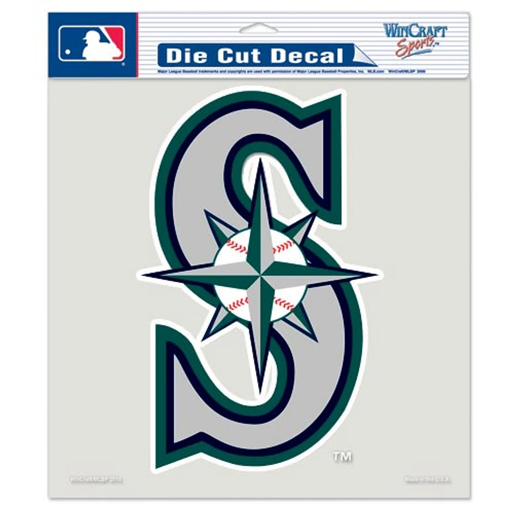 Décalcomanie découpée en couleur Seattle Mariners 8'' x 8''