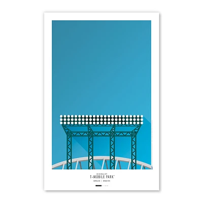 Affiche de stade minimaliste Seattle Mariners T-Mobile Park 11'' x 17 '' Impression artistique