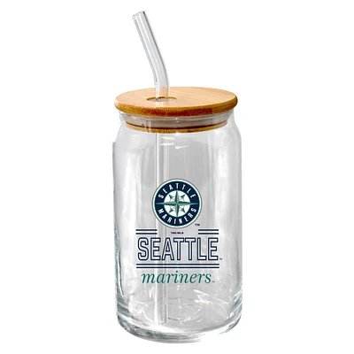 The Memory Company Seattle Mariners 16oz. Classic Crew Beer Glass with Bamboo Lid