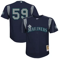 Toddler Mitchell & Ness Felix Hernandez Navy Seattle Mariners Throwback Mesh Batting Practice Jersey