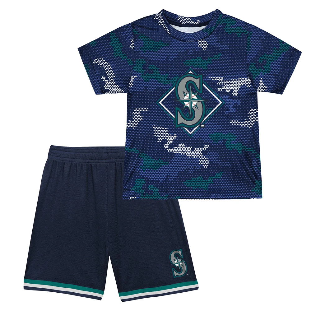 Ensemble t-shirt et short Fanatics pour tout-petits Seattle Mariners Field Ball bleu marine