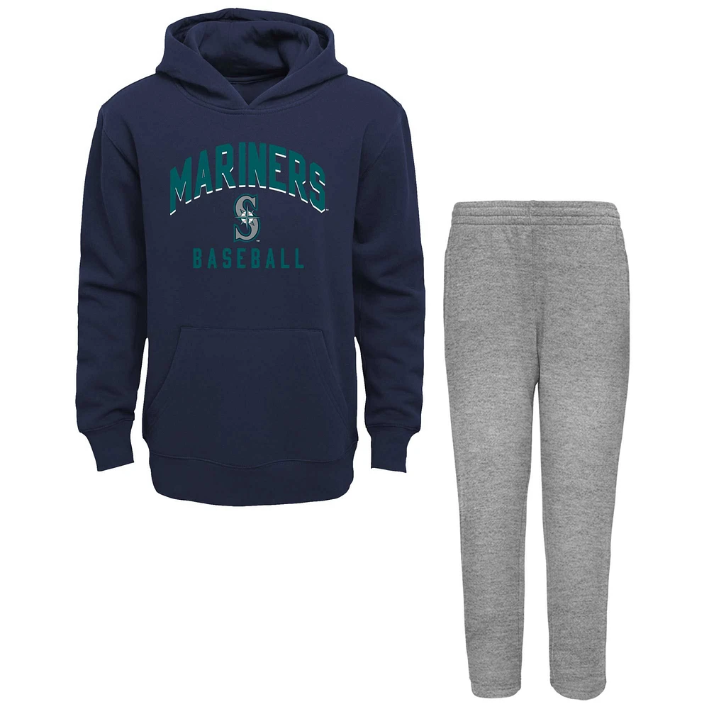 Ensemble avec sweat à capuche et pantalon en polaire Play-By-Play des Seattle Mariners pour tout-petit, bleu marine/gris